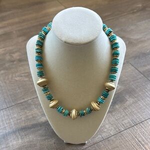Veronese 925 Sterling Silver 18K Clad Turquoise
Satin Bead Station Necklace
